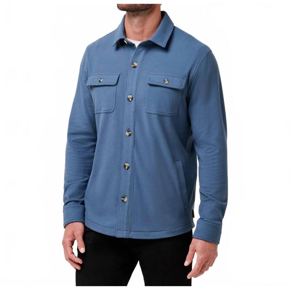 NEW TRAVIS MATTHEW peak fleece shirt jacket in bering sea